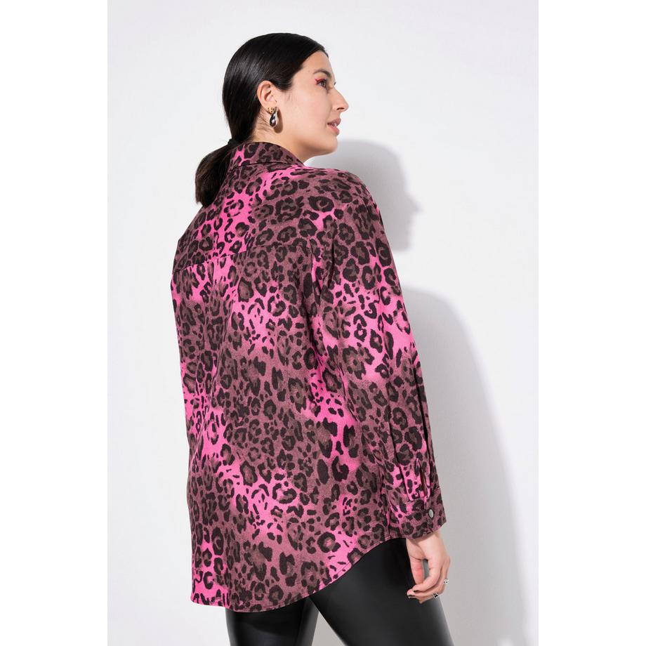 Studio Untold Camicia Velluto a Coste Oversize Stampa Leopardata  