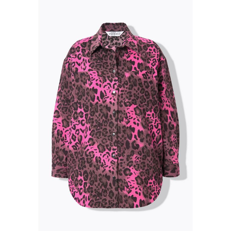 Studio Untold Camicia Velluto a Coste Oversize Stampa Leopardata  