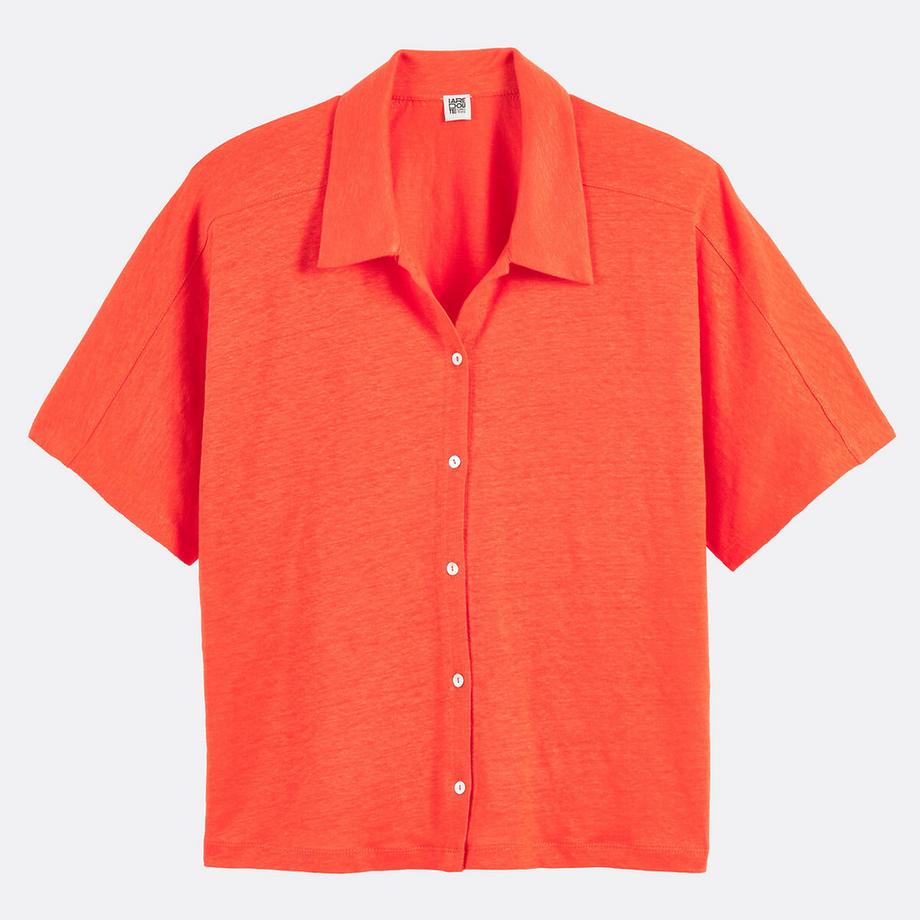 La Redoute Collections T-shirt Lin Col Polo Manches Courtes  