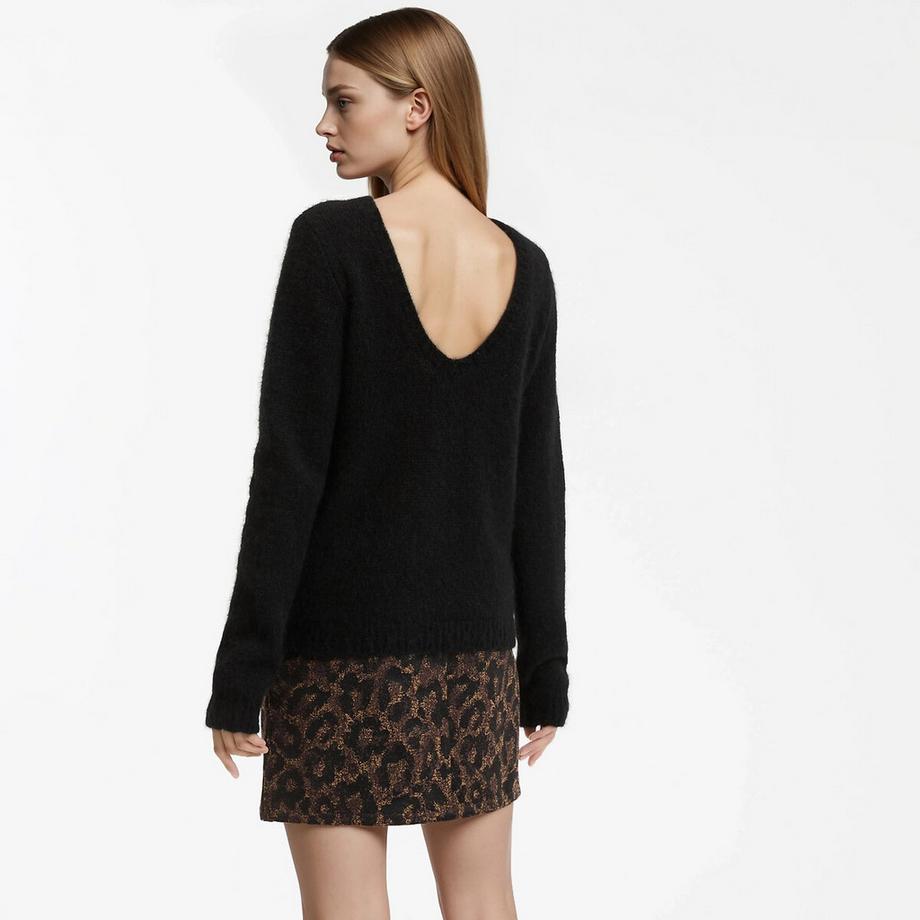 La Redoute Collections Pullover aus Woll- Alpaka-Mischung mit Rückenausschnitt  