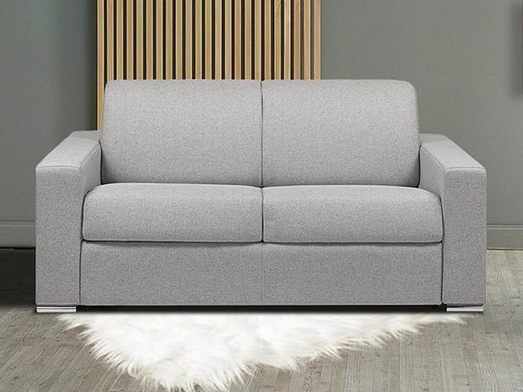LINEA SOFA Divano letto 2 posti ribalta Doghe larghe 120cm Materasso 18cm Memory foam - Tessuto Grigio - CALITO  