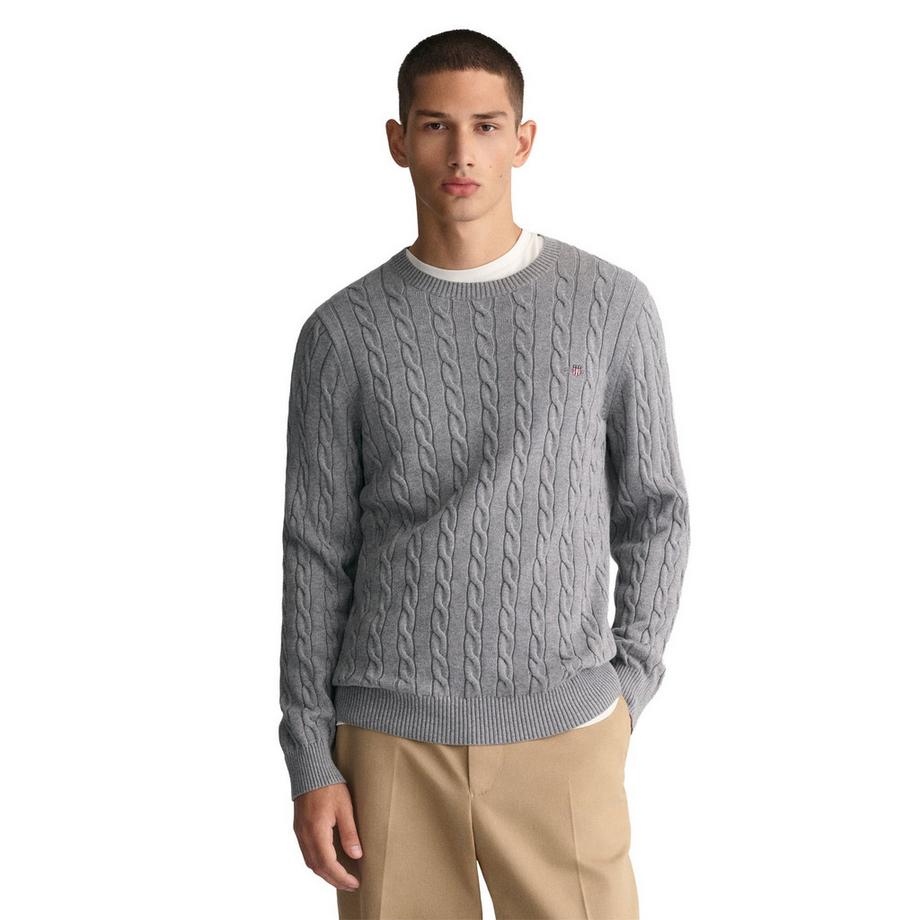 GANT Pull en tricot col rond torsadé Coupe confortable  