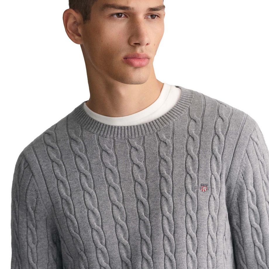 GANT Pull en tricot col rond torsadé Coupe confortable  