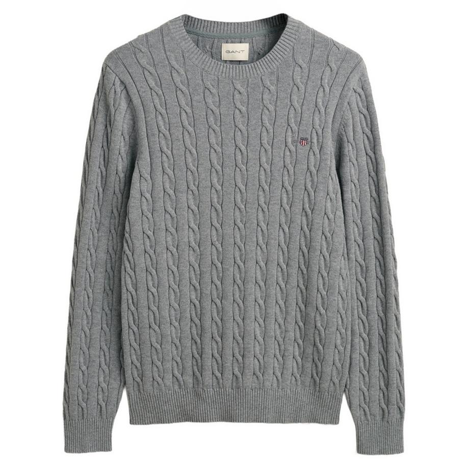 Pull en tricot  Confortable à porter-COTTON CABLE C-NECK
