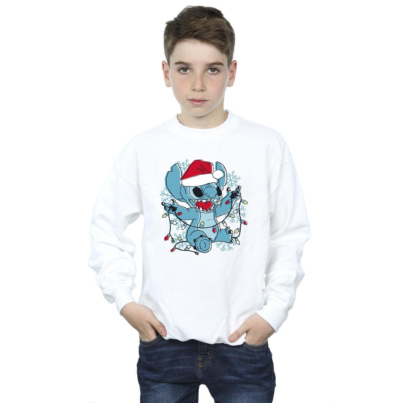 Disney  Lilo And Stitch Christmas Lights Sketch Sweatshirt 