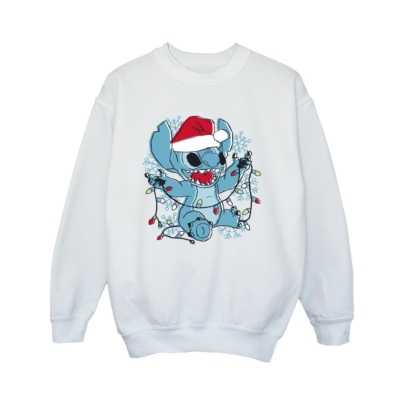 Disney  Lilo And Stitch Christmas Lights Sketch Sweatshirt 