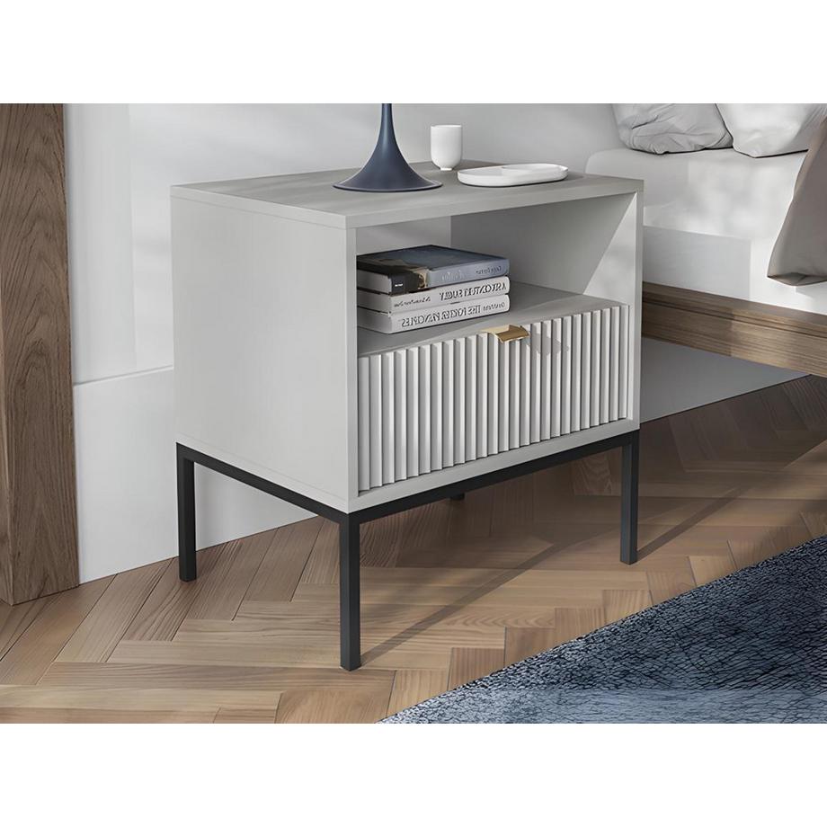 Vente-unique 2er-Set Nachttische mit 1 Schublade & 1 Ablage - Grau - LIOUBA von Pascal Morabito  