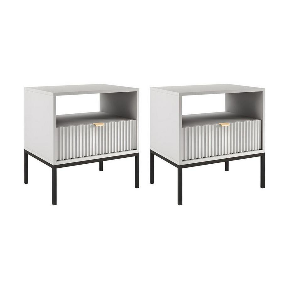 Vente-unique 2er-Set Nachttische mit 1 Schublade & 1 Ablage - Grau - LIOUBA von Pascal Morabito  