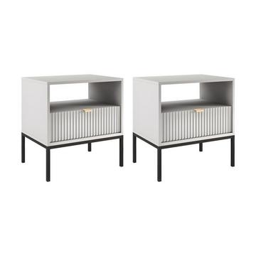 Comodino 1 cassetto e 1 nicchia Grigio - Lotto di 2 - LIOUBA di PASCAL MORABITO