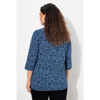 Ulla Popken  Shirt, Zierfalten, A-Linie, V-Ausschnitt, 3/4-Arm 