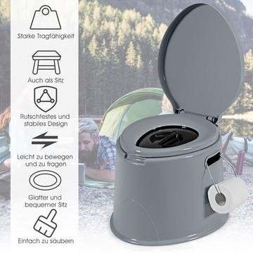 Toilettes de camping toilettes de voyage portables toilettes mobiles avec seau amovible gris