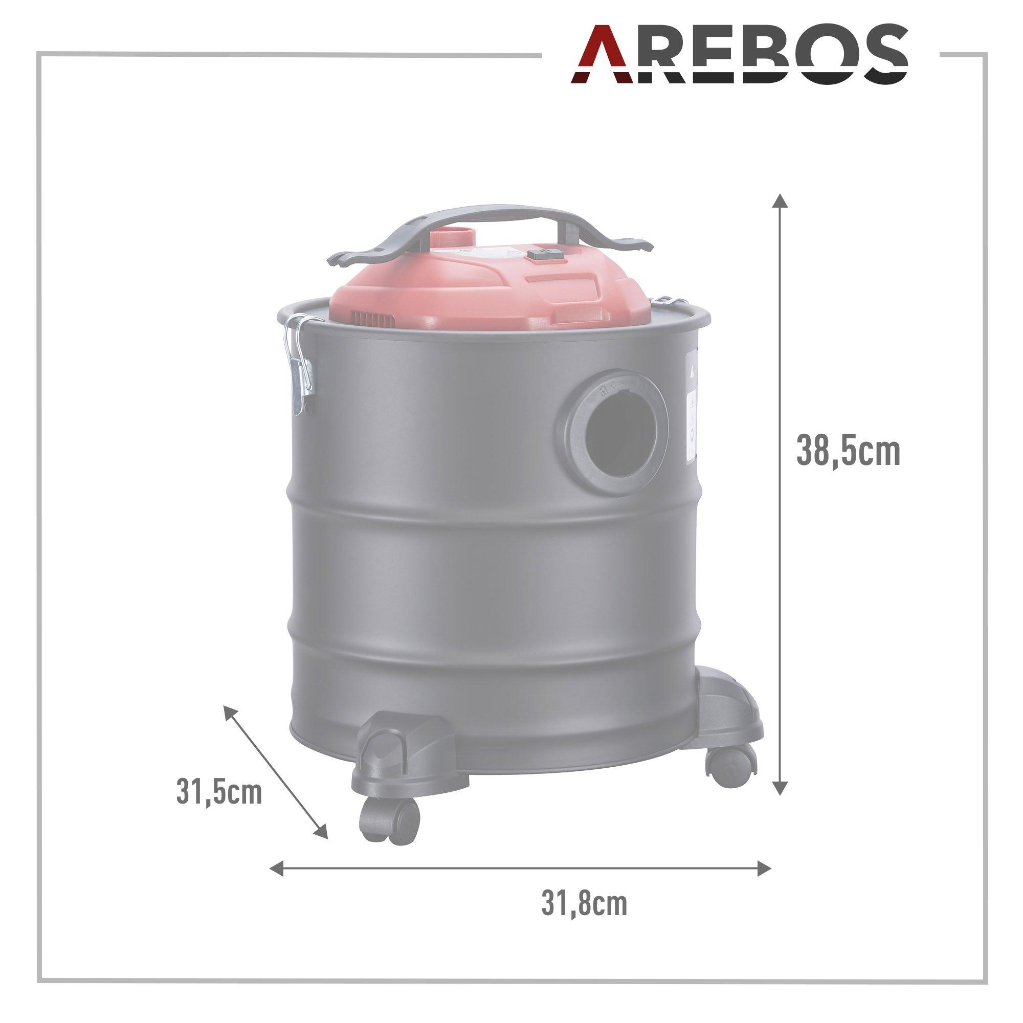 Arebos Aschesauger 1200W | 20L | mit 3 Rollen | inkl. HEPA Filter  