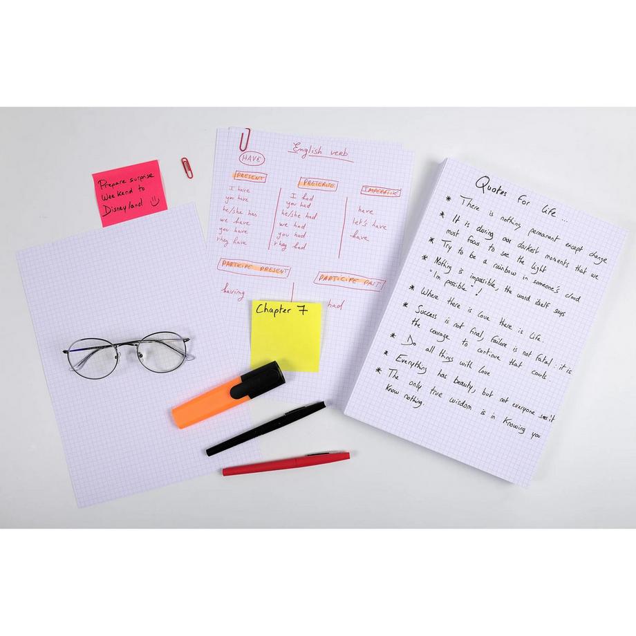 Exacompta Confezione 100 cartoncini bristol bianco a quadretti non perforati 210x297mm  