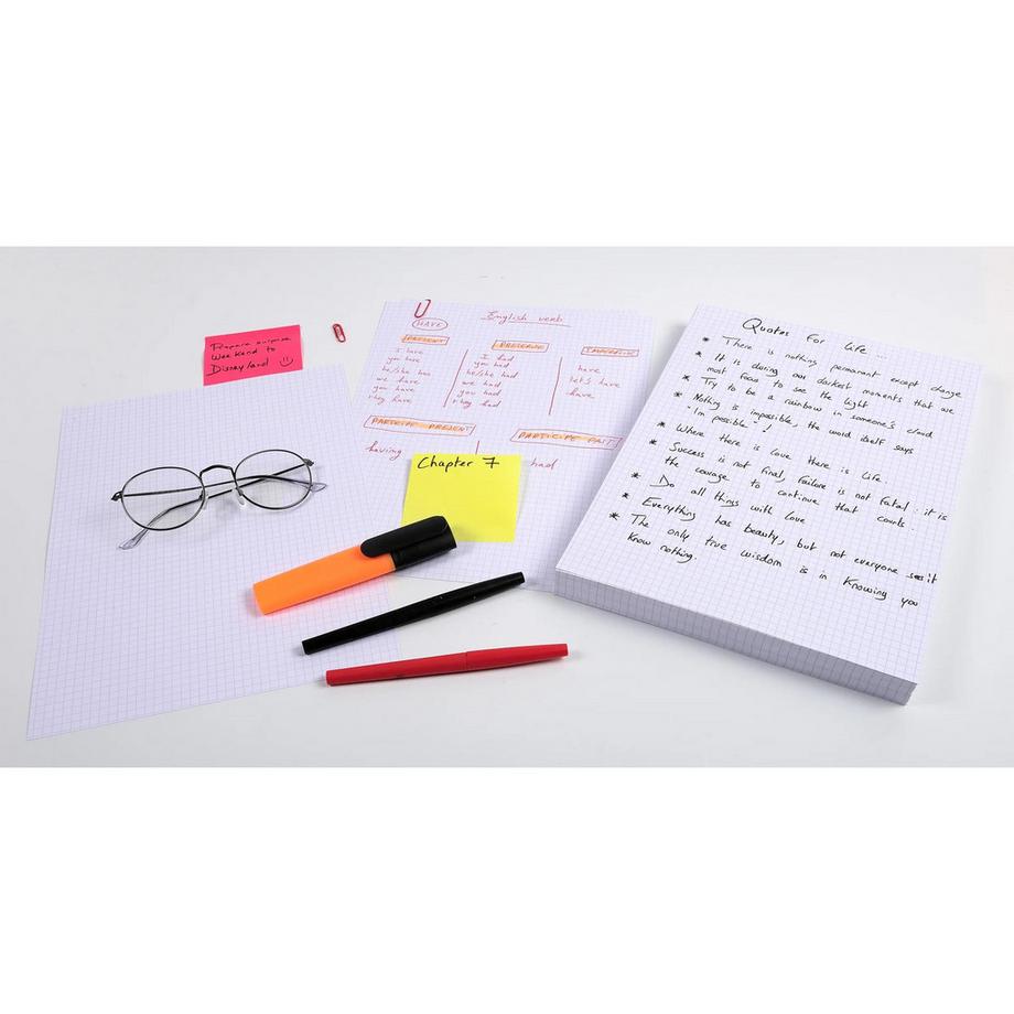 Exacompta Confezione 100 cartoncini bristol bianco a quadretti non perforati 210x297mm  