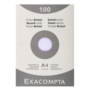 Confezione 100 cartoncini bristol bianco a quadretti non perforati 210x297mm