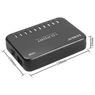 LVSUN  120W Smart 10-Port Stazione di carica USB 120 W Presa di corrente Corrente di uscita max. 24000 mA Num. uscite: 10 