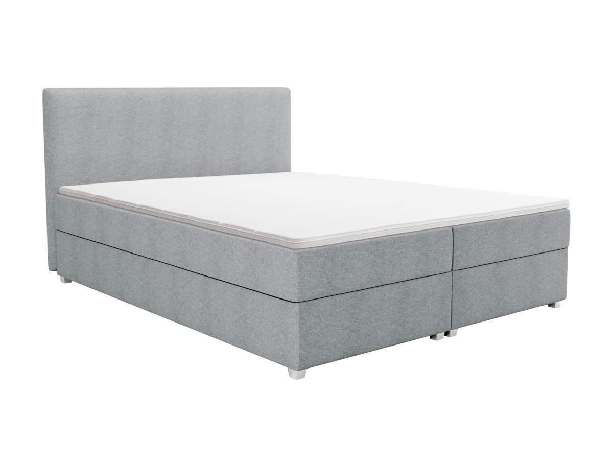 Ysmée Ensemble complet boxspring tête de lit + sommier + matelas + surmatelas - 160 x 200 cm - Tissu - Gris clair - ONAN de YSMÉE  