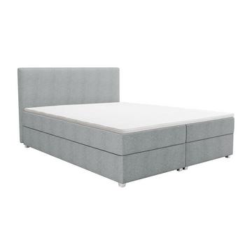 Ensemble complet boxspring tête de lit + sommier + matelas + surmatelas - 160 x 200 cm - Tissu - Gris clair - ONAN de YSMÉE