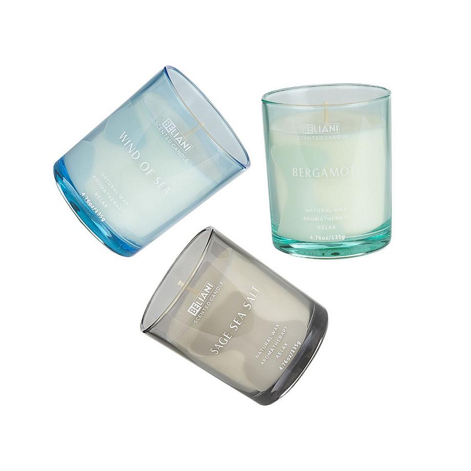 Beliani Duftkerzen 3er Set aus Sojawachs SHEER JOY  