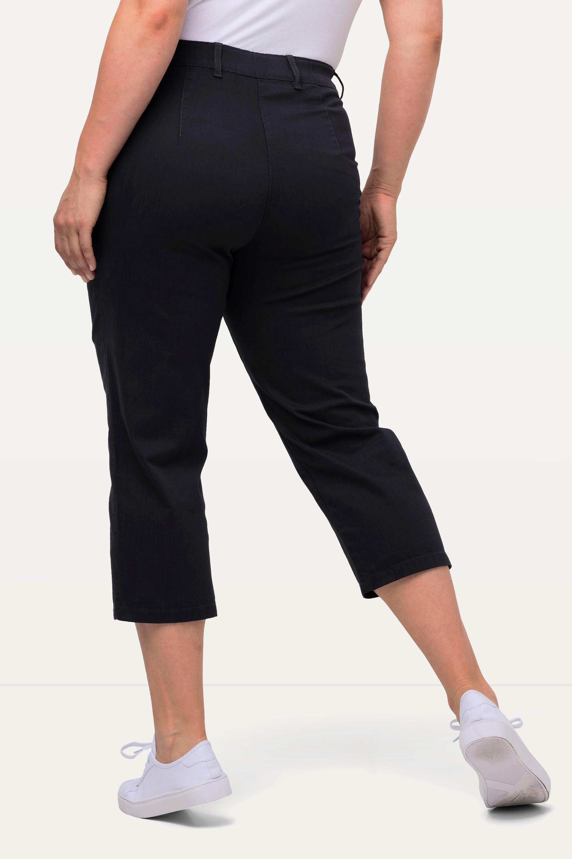 Ulla Popken  Pantalon Mony, longueur au mollet. Poches zippées et tissu stretch 