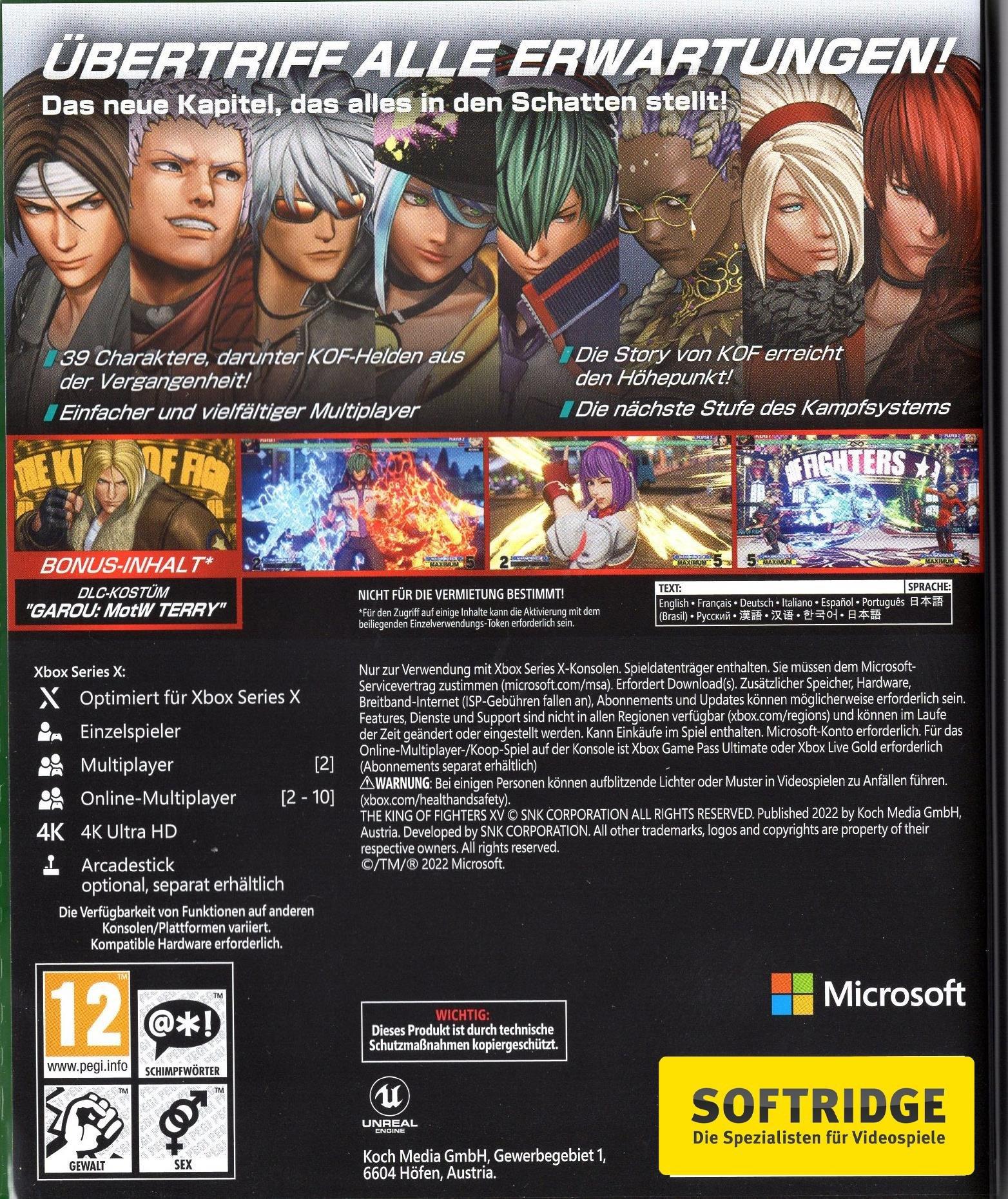 GAME  The King of Fighters XV Day 1 Edition Premier jour Anglais, Allemand Xbox Series X 