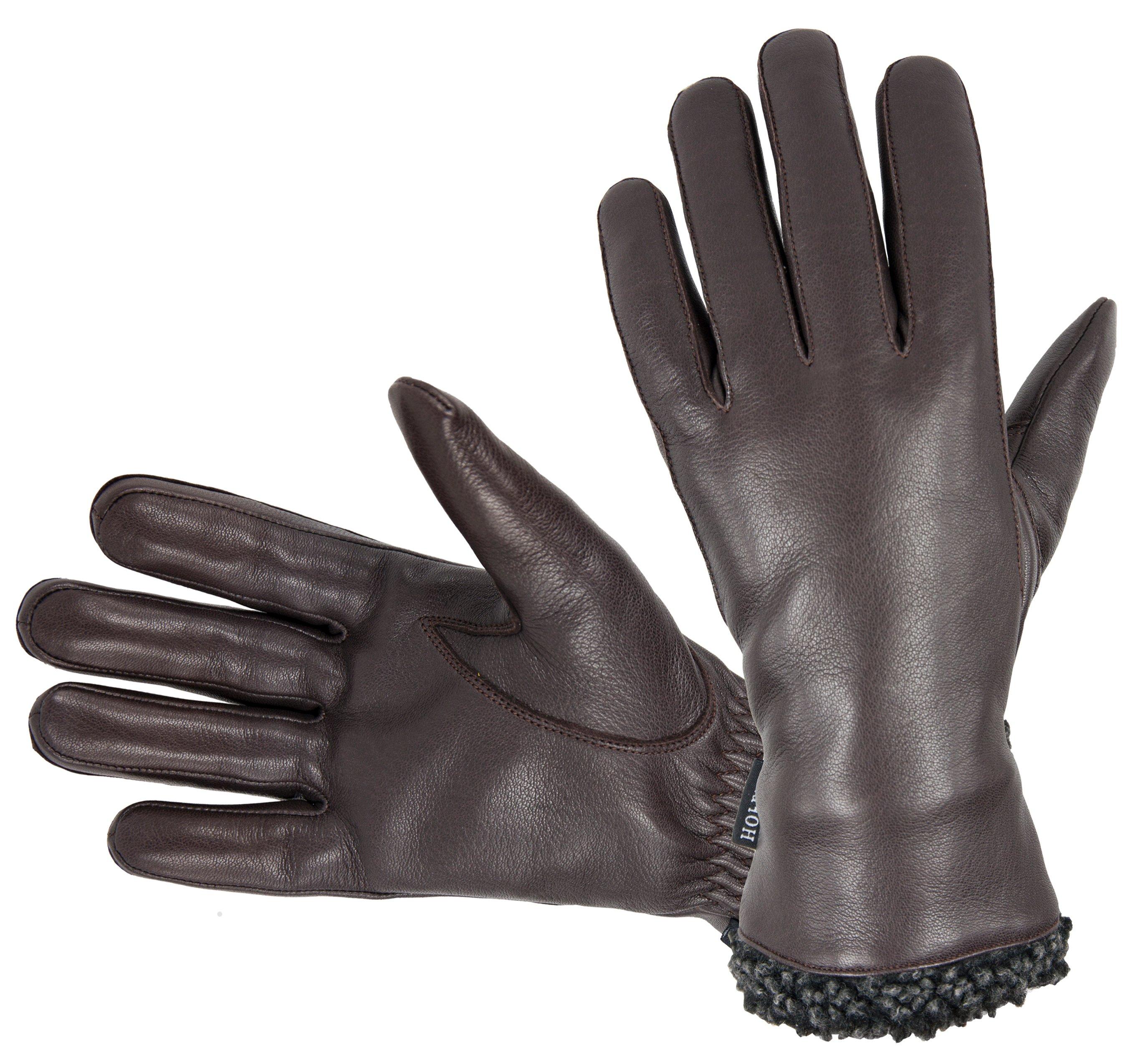 HOFLER  Gants en cuir de cerf pour hommes, noir 