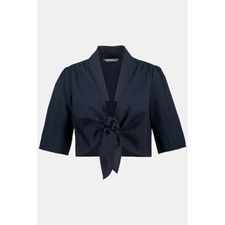 Ulla Popken  Blouse, col châle, courte, encolure V, manche bouffante 