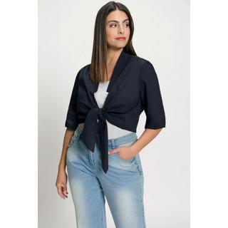 Ulla Popken  Blouse, col châle, courte, encolure V, manche bouffante 