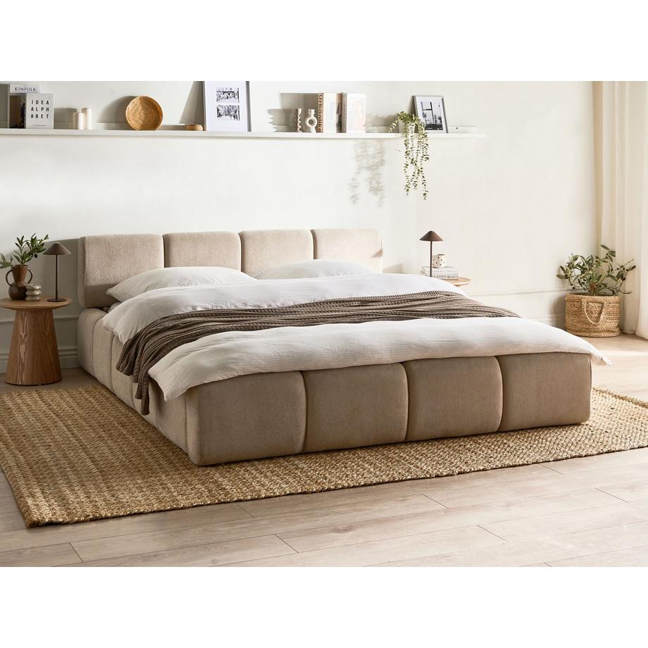 Beliani Lit avec sommier en Tissu  ORVILLE  