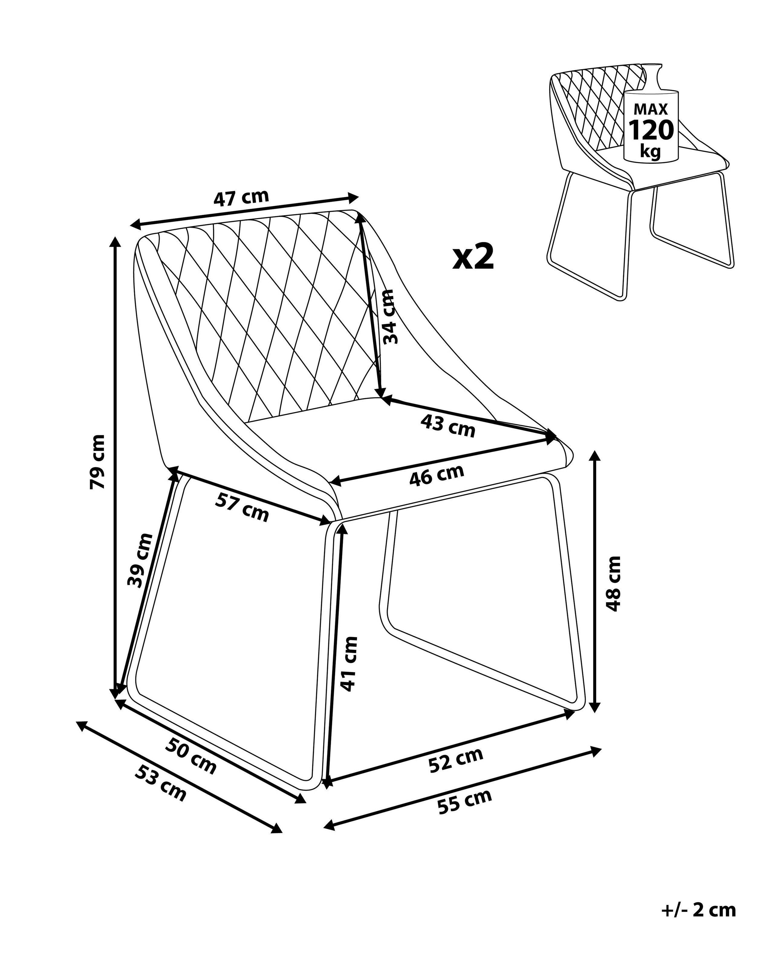 Beliani Lot de 2 chaises de salle à manger en Cuir PU Rétro ARCATA  