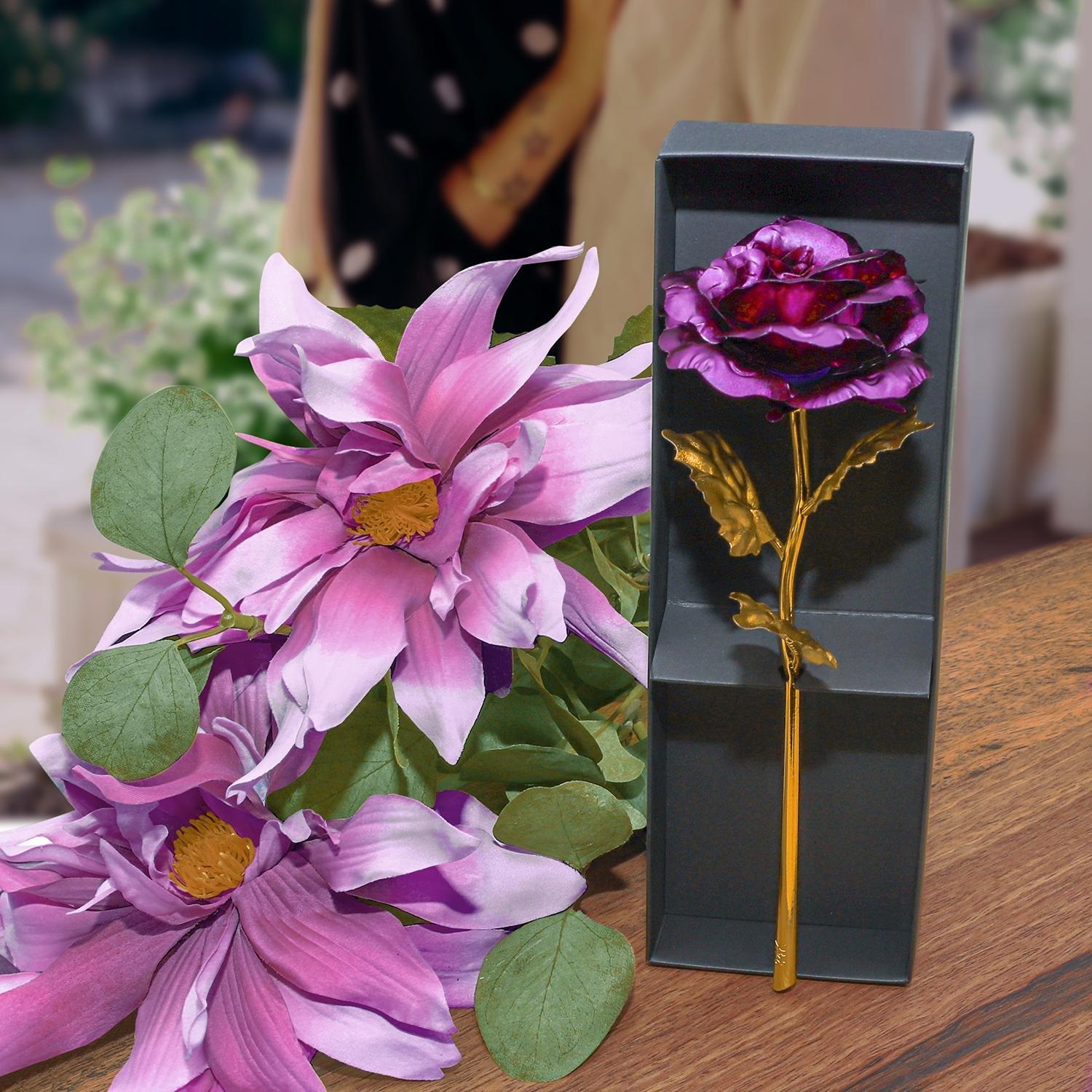 eStore Eternity Rose - Lila mit goldenem Stiel  