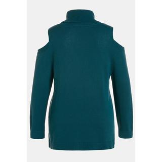 Ulla Popken  Pullover dolcevita in maglia intrecciata con aperture e maniche lunghe 