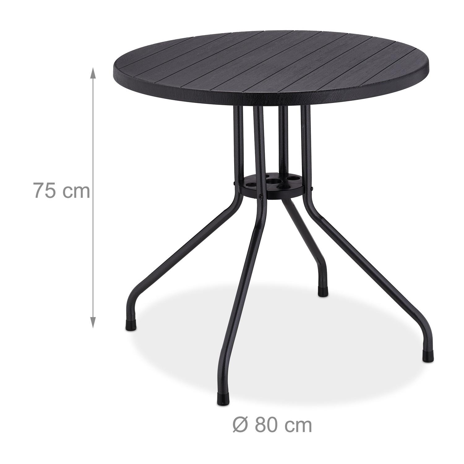 Northix Table de jardin aspect bois noir  