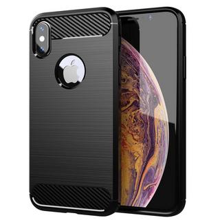 Cadorabo  Hülle für Apple iPhone X  XS TPU Silikon Edelstahl-Karbonfaser Optik 