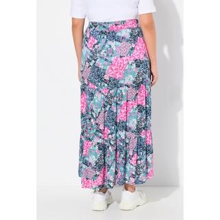 Ulla Popken Stufen Midirock Blüten A-Linie Elastikbund  