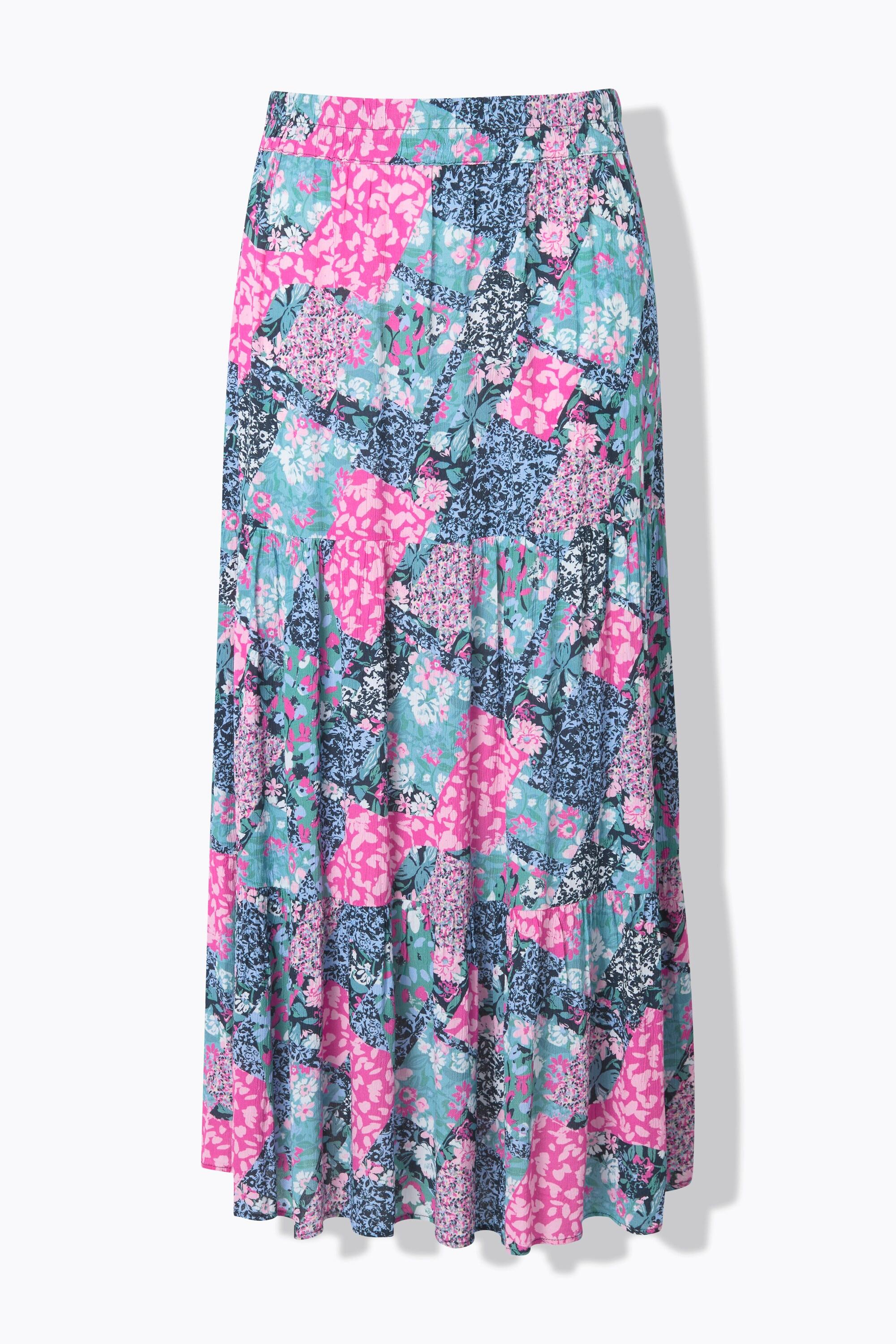 Ulla Popken Stufen Midirock Blüten A-Linie Elastikbund  