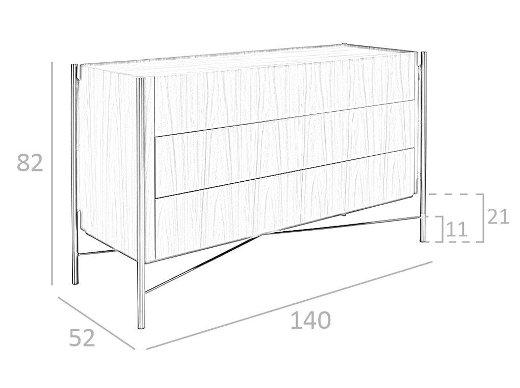 ANGEL CERDA Commode en noyer et acier  