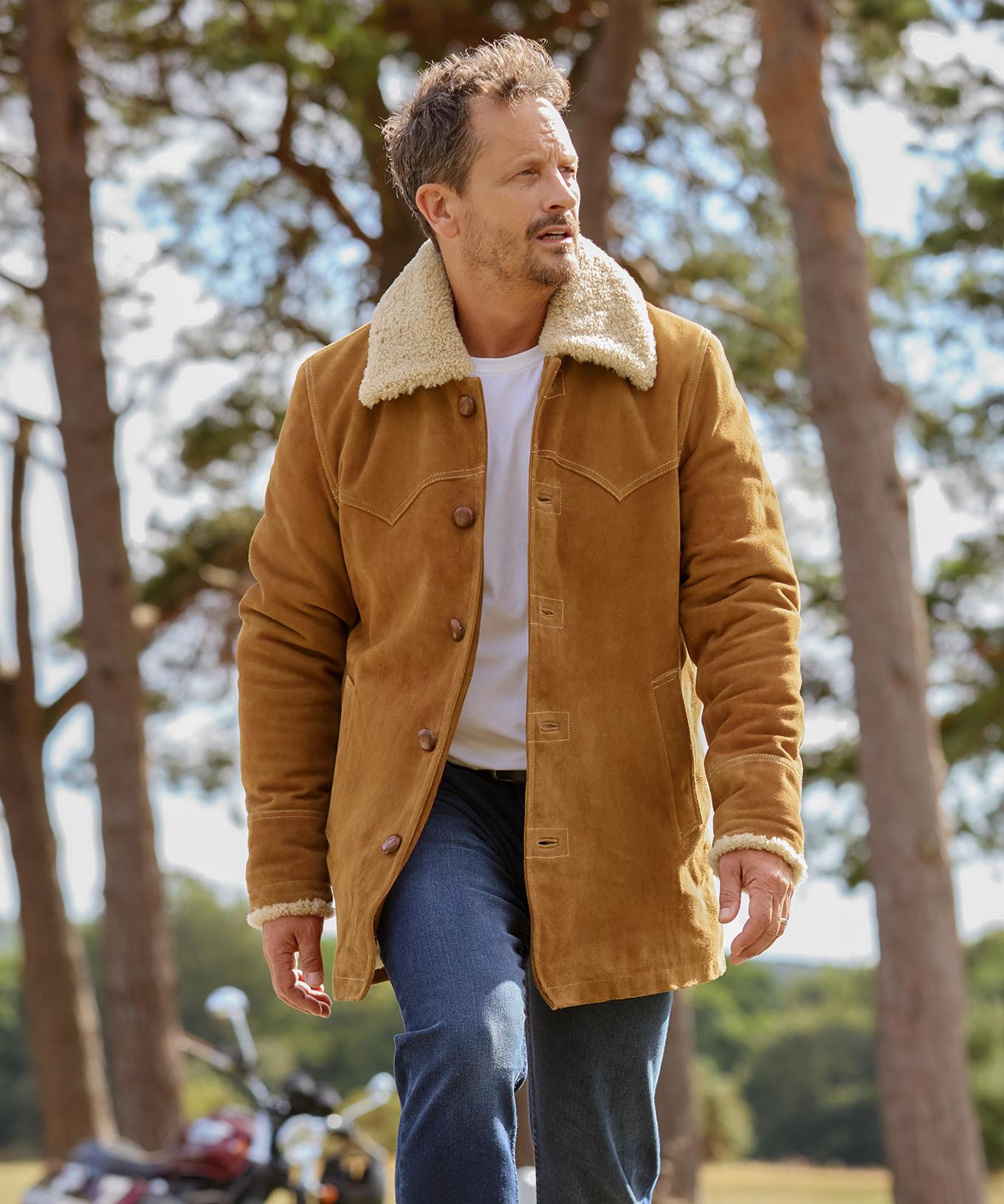 Joe Browns Cappotto in camoscio con fodera in agnello  