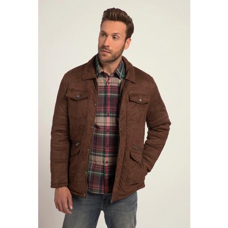 JP1880  Veste matelassée Outdoor en microsuède. Col chemise, nombreuses poches et doublure bien chaude. 