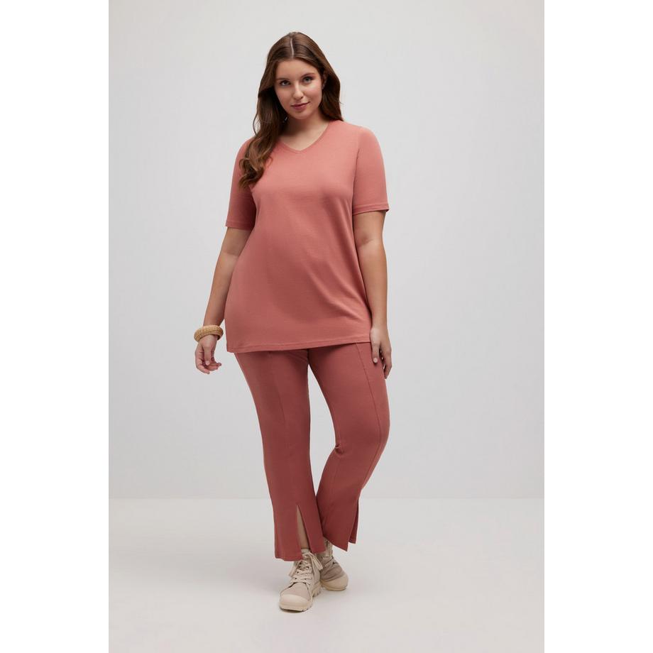 Ulla Popken Leggings gamba svasata jersey a costine cotone biologico  