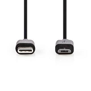 Nedis  Câble USB | USB 2.0 | USB-C™ mâle | USB Micro-B mâle | 60 W | 480 Mbps | Nickelé | 1,00 m | Rond | PVC | Noir | Étiquette 