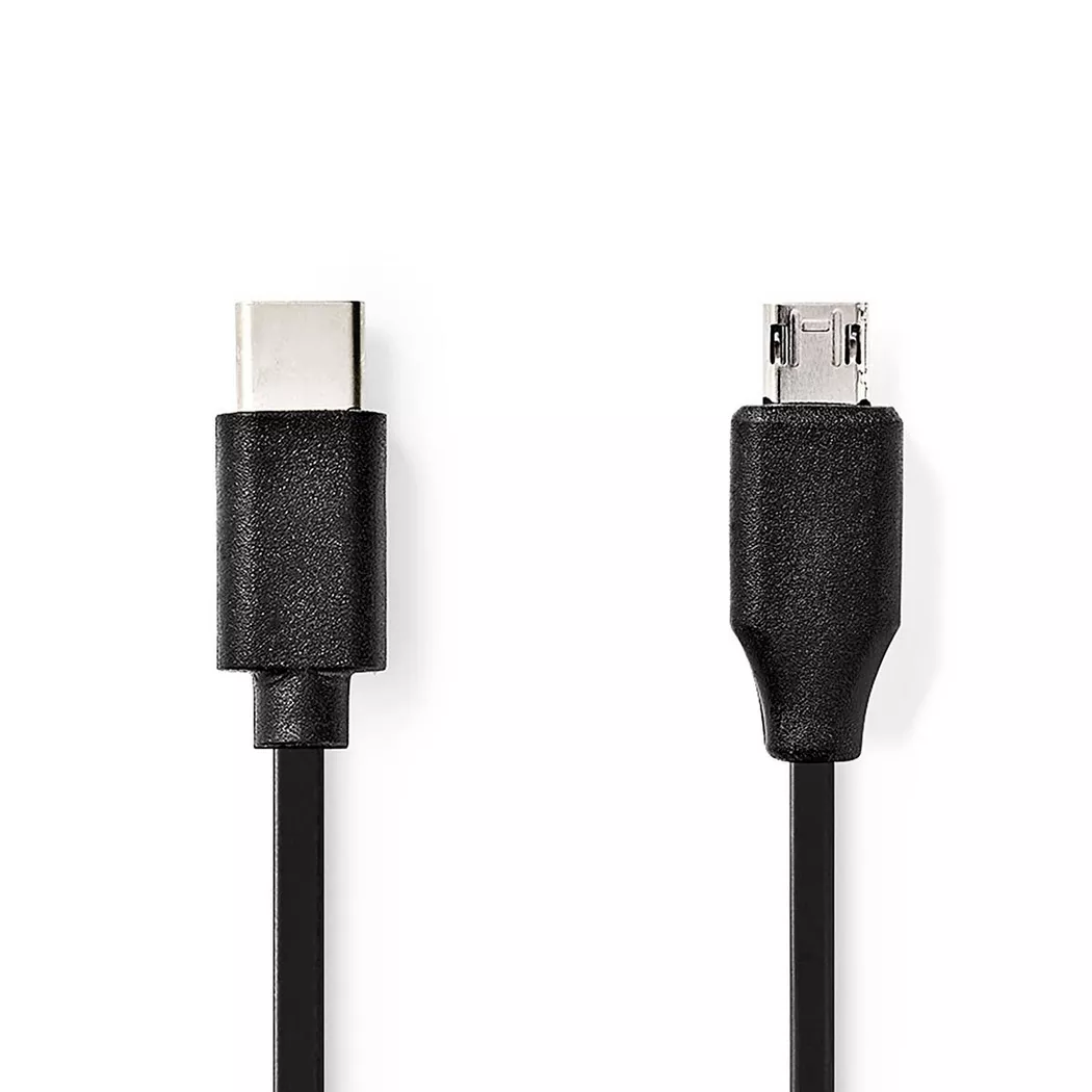 Nedis – USB-Kabel | USB 2.0 USB-C™ Stecker Micro-B 60 W 480 Mbps Vernickelt 1,00 m Rund PVC Schwarz Etikett, One Size