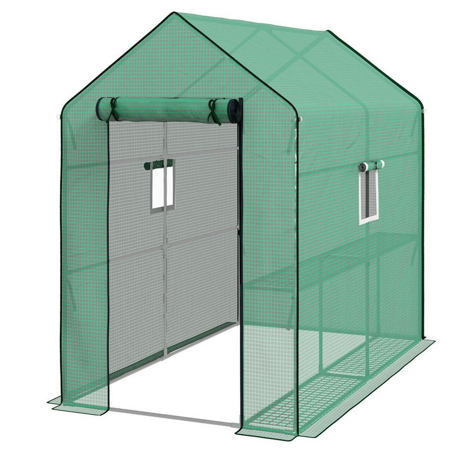 Pellicola Di Ricambio Per Serra Con Protezione Uv, Finestra Laterale, Copertura Di Ricambio Con Porta Avvolgibile, Pellicola In Pe, 140 X 213 X 190 Cm, Verde