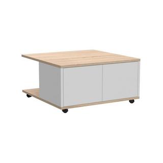 Calicosy Table Basse sur Roulettes 2 Tiroirs 2 Niches L70 cm - Twin  