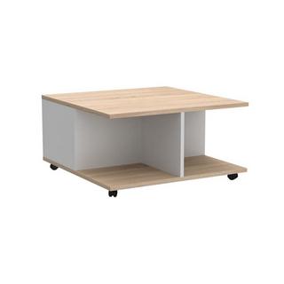 Calicosy Table Basse sur Roulettes 2 Tiroirs 2 Niches L70 cm - Twin  