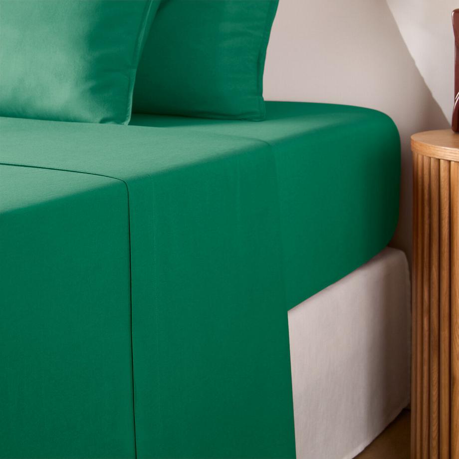 Drap plat uni en coton lavé