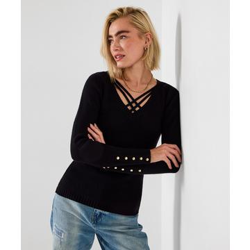 Pullover mit überkreuztem Vorderteil