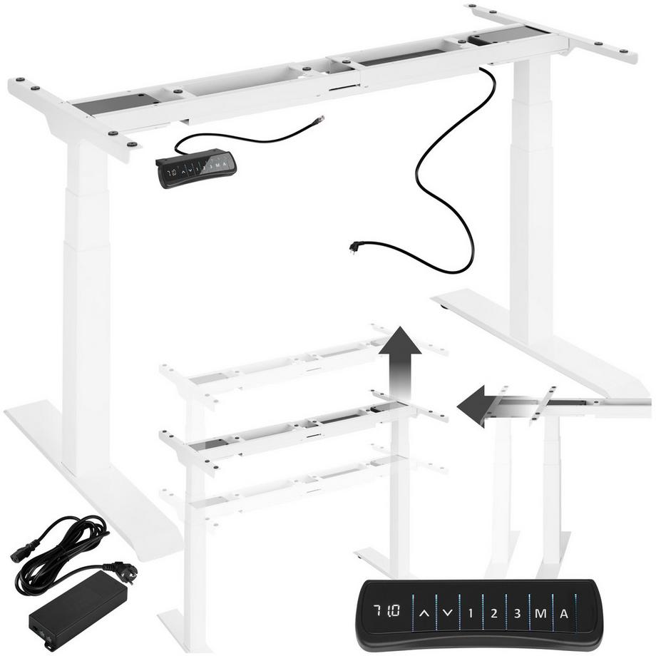 Tectake Tischgestell Denis elektrisch höhenverstellbar mit 2 Motoren 3-stufig, Belastbarkeit 125 kg  