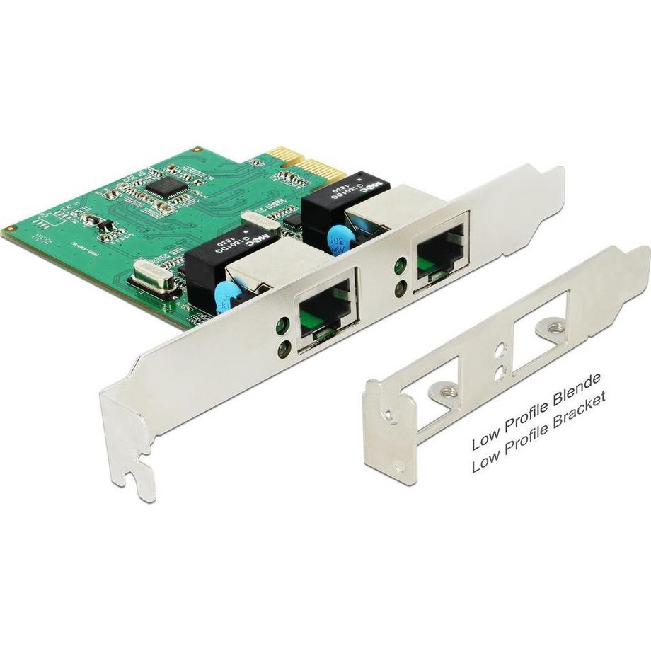 DeLock  Netzwerkkarte 2 Ports, 1Gbps Realtek RTL8111H Chipsatz 