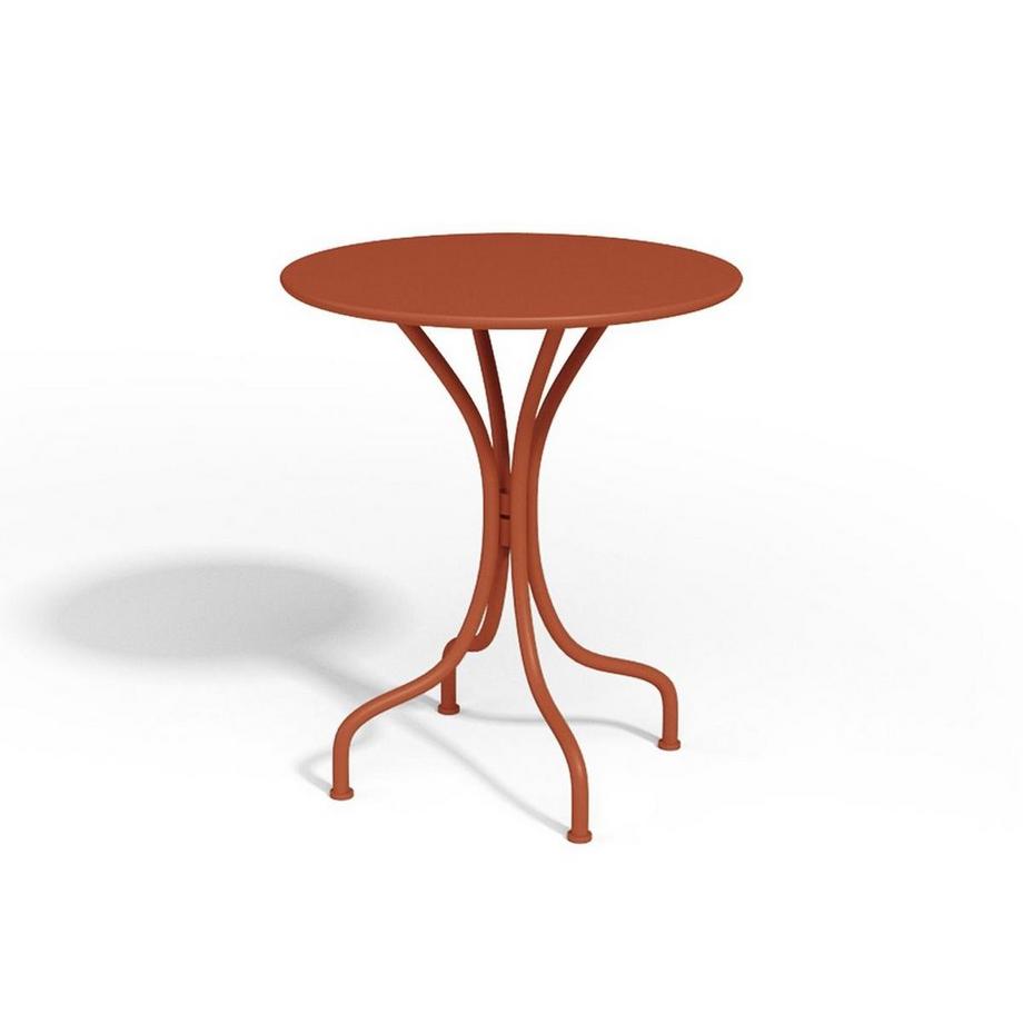 Vente-unique Salle à manger de jardin en métal - une table D.60cm et 2 chaises empilables - Terracotta - MIRMANDE de MYLIA  